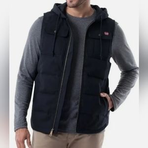 NWOT Wrangler Workwear Men's Work Vest with Hood Full-Zip, Black/Gray 3XL Size